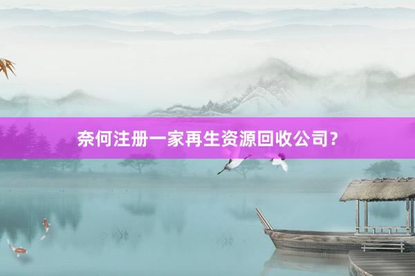 奈何注册一家再生资源回收公司？